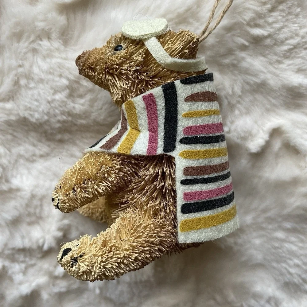 West Elm Bottle Brush Brown Bear Christmas Ornament Brand‎ New